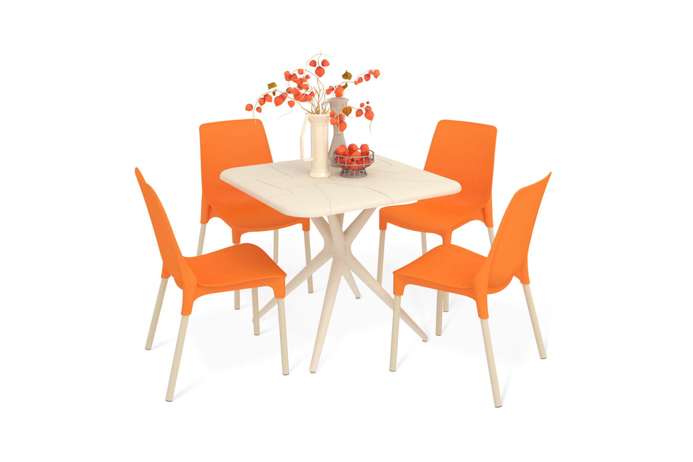 Обеденная группа SHT-DS204 бежевый / оранжевый / ваниль