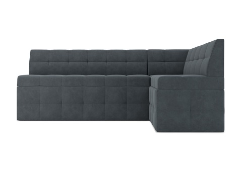 Кухонный угловой диван дельфин Атлантис велюр серо-синий