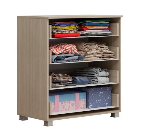 Комод Амели Дуб Сонома Светлый/Белый Глянец (Ш-800 х В-882 х Г-453 мм)